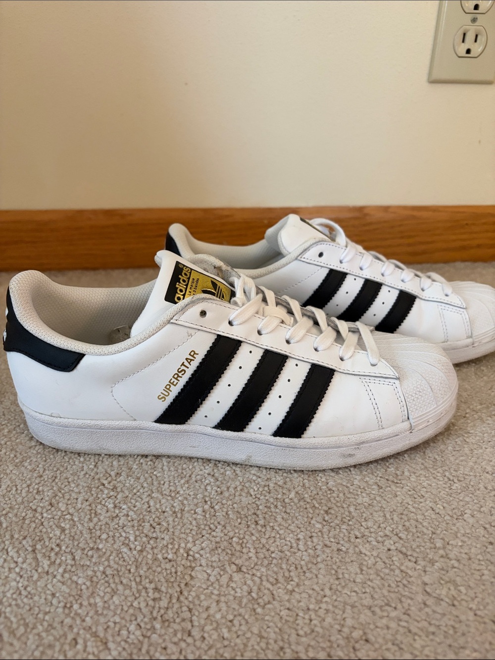 adidas White and Black Superstar Low-Top Sneakers